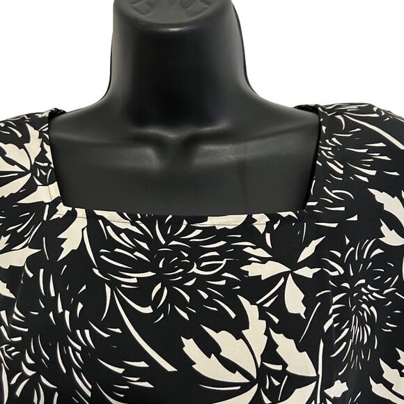 Vintage Silk Black White Flora Floral Square Neck Grunge Whimsigoth Maxi Dress 6 - Picture 8 of 15